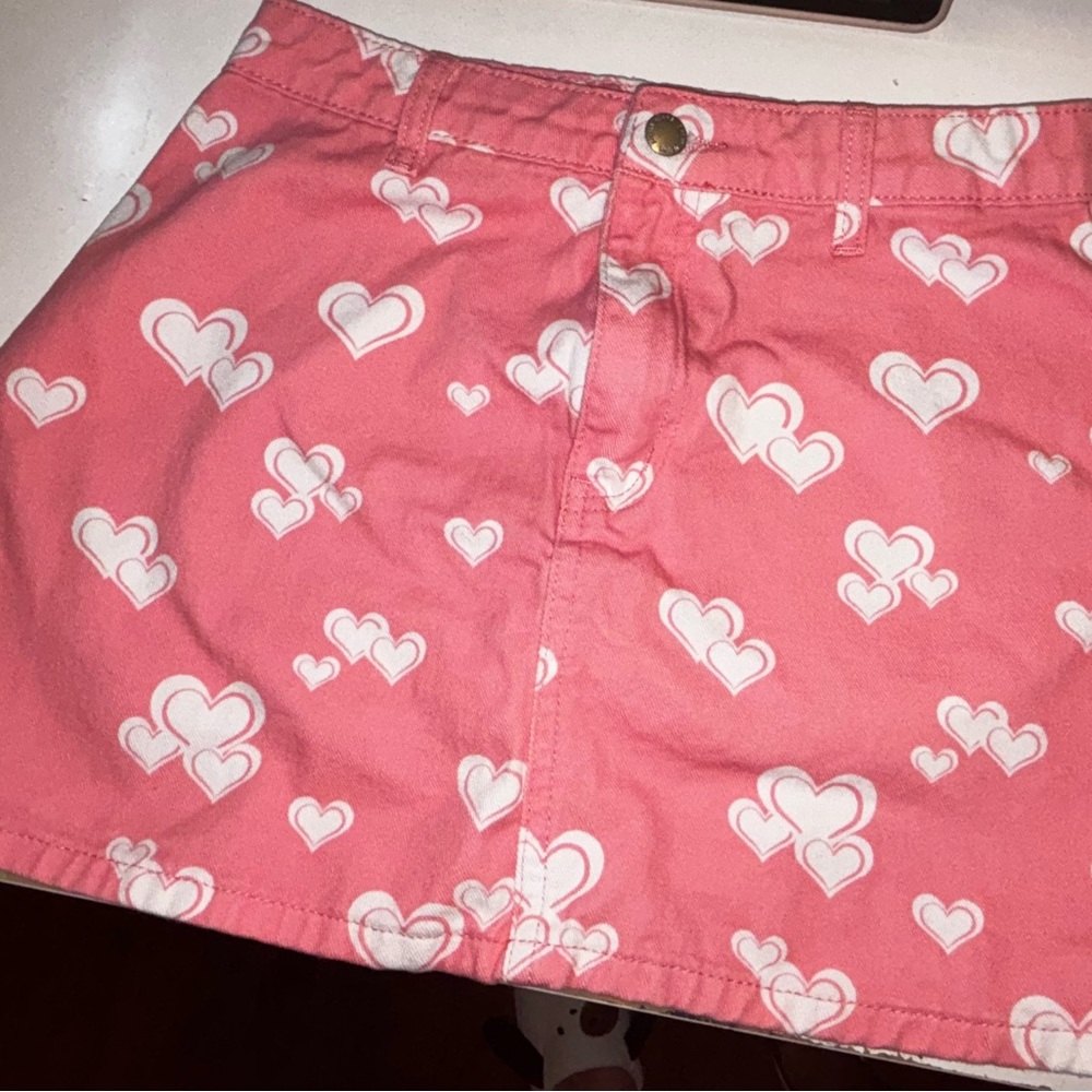Pink Heart Print Skirt